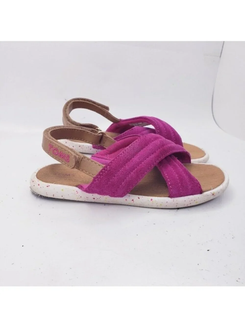 Toms Pink Tiny Viv Very Berry Suede Criss Cross Sandals Girls Toddler Size 10